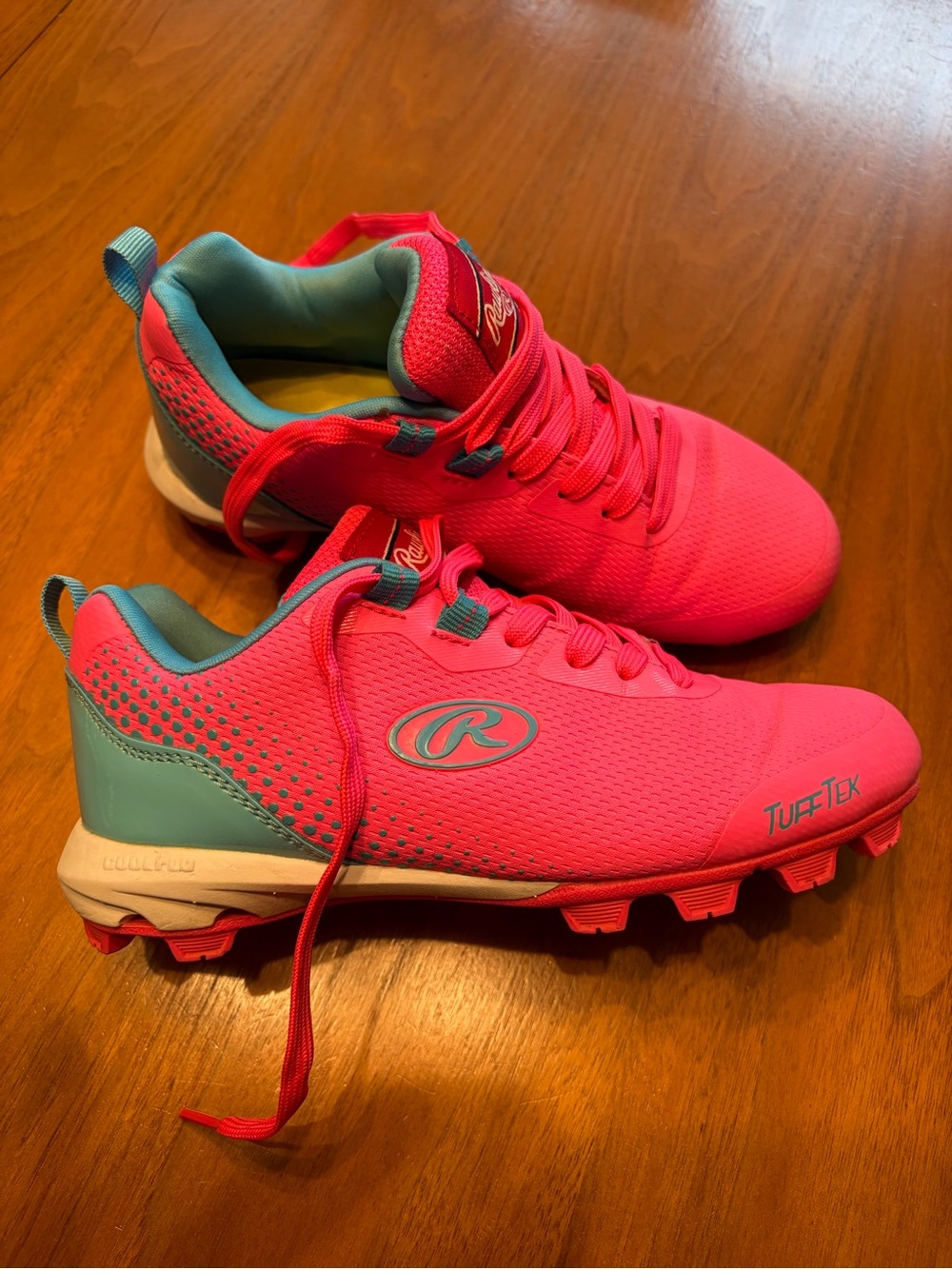 Rawlings Pink and Teal Kids Turf Sneakers